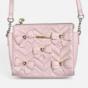 Betsey Johnson Pink Quilted Bow Crossbody Bag